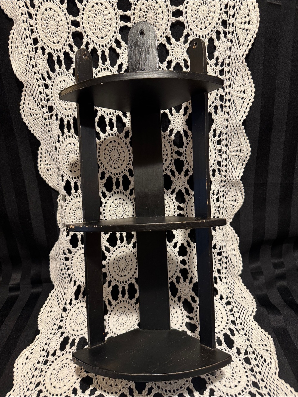 Black Homemade Wooden Corner Shelf - 3-Tier